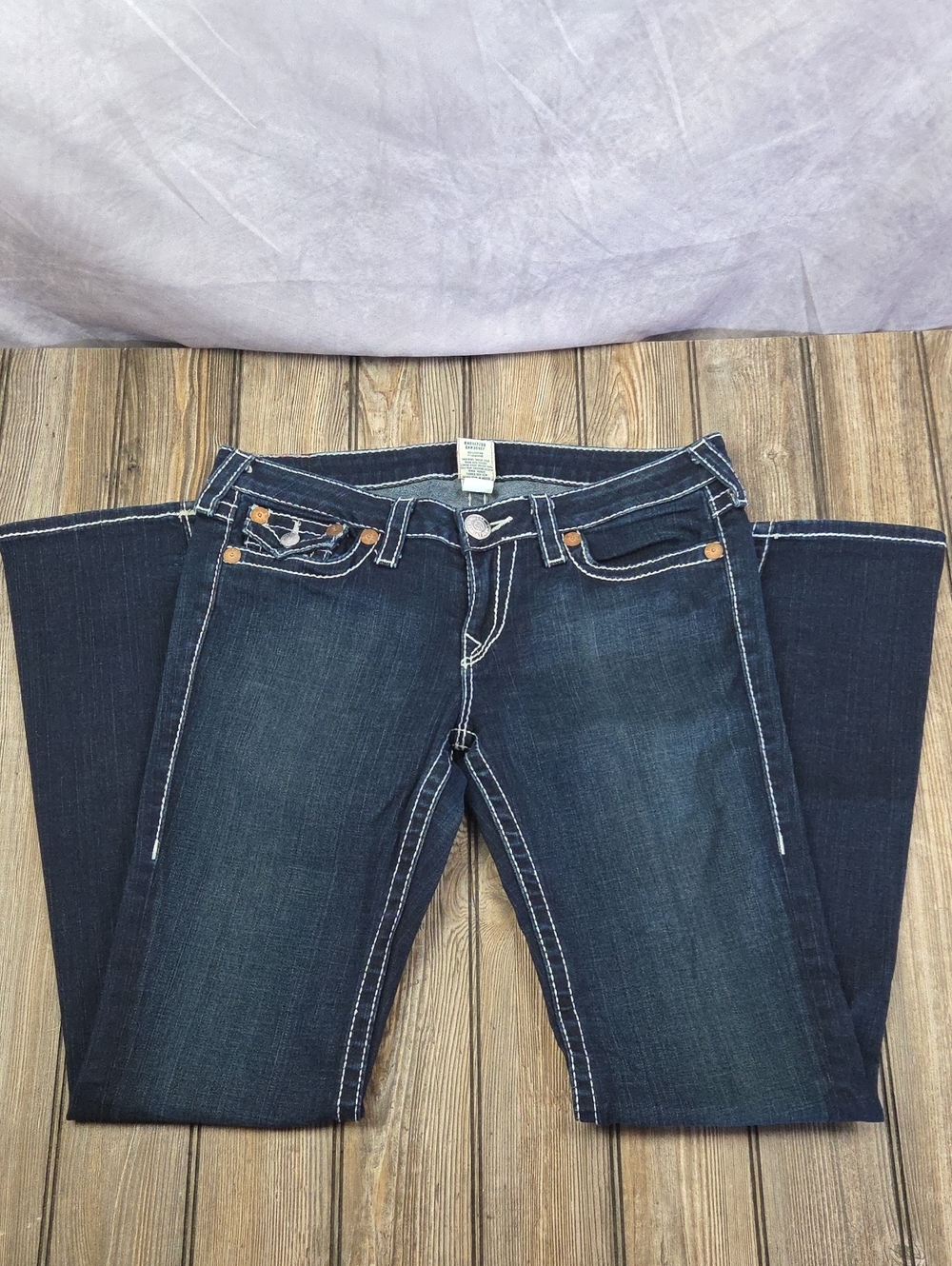 VTG True Religion Twisted Curved Seam Flare Jeans - Size 32 - Picture 5 of 13